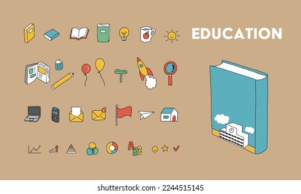Vector illustration icon set of education concept.
