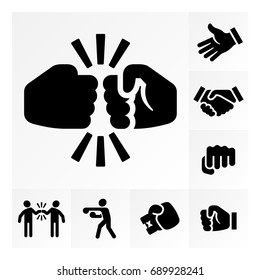 Vector illustration icon set of fist bump.