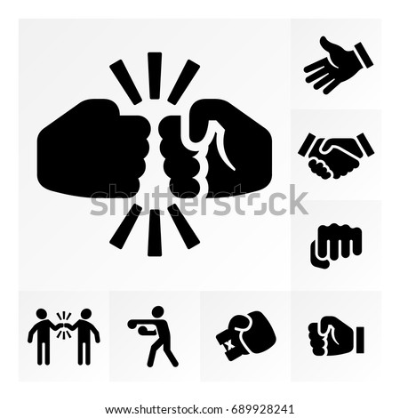 Vector illustration icon set of fist bump.