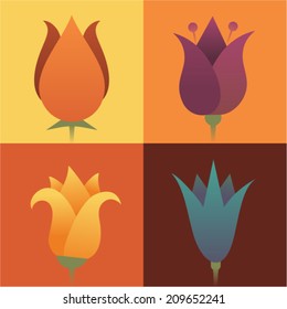 Vector illustration icon set of flower 