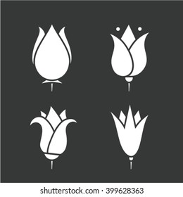 Vector illustration icon set of flower