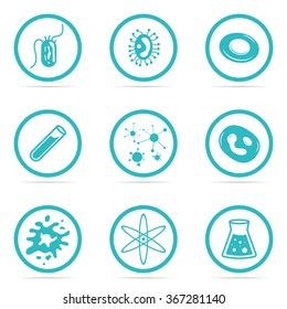 Vector Illustration Icon Set Helpful and Harmful Cells Virus Blood Cells and bacteria