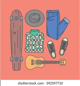 Vector illustration icon set of hipster