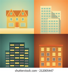 Vector illustration icon set of house