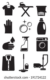 Vector Illustration Of Icon Set For Laundry And Cleaning Services