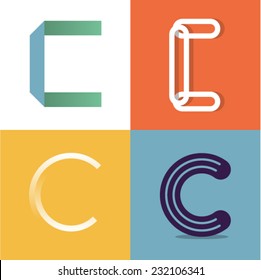 Vector illustration icon set of letter C