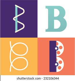 Vector illustration icon set of letter B