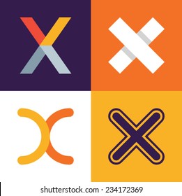 Vector illustration icon set of letter X
