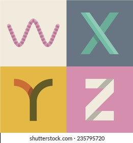Vector illustration icon set of letter W, X, Y, Z [7/7]