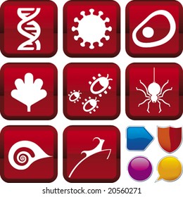 Vector illustration of icon set: life and buttons. Only global colors. CMYK. Easy color changes.