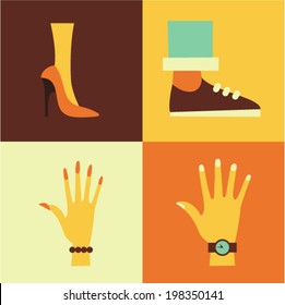 Vector illustration icon set of man and woman
