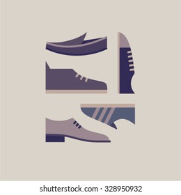 Vector illustration icon set of men's shoes 