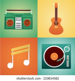 Vector illustration icon set of music