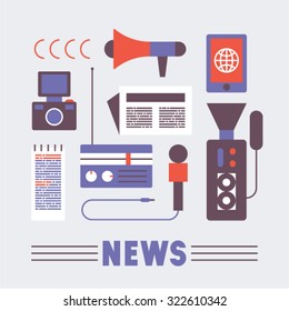 Vector illustration icon set of news 