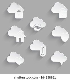 Vector illustration icon set of realistic white plastic with shadow 