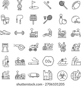 Symbolsatz für Vektorgrafiken im Zusammenhang mit Sport- und Umweltproblemen