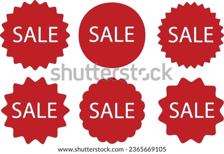 Vector illustration icon set of a sale for a ticket, button, stamp, coupon, ribbon, mark, label, or tag isolated on a white background