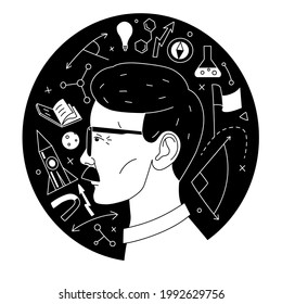 Vector illustration icon set of science.
