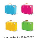 Vector illustration of icon set travel suitcase