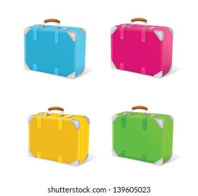 Vector illustration of icon set travel suitcase