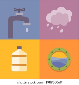 Vector illustration icon set of water 
