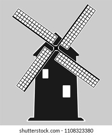 Vector illustration icon set of windmill. Vector illustration
