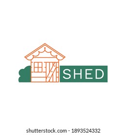 Vector illustration of icon shed lodge. Tool house, garden or farm work