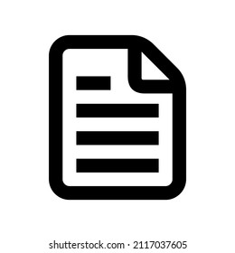 Vector illustration of icon of a sheet of paper. Suitable for standard icon elements of new file, office document and paper page. File outlined icon.