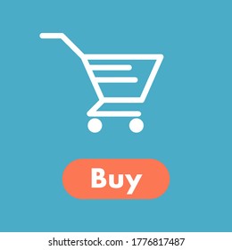 Vector illustration icon of shopping cart and buy button
