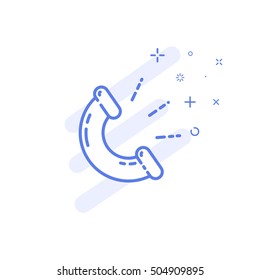 Vector illustration of icon shopping concept online call in line style. Linear blue phone with geometric symbols. Design for internet, banner, web page and mobile app. Outline object e-commerce.