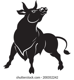 Vector Illustration Icon silhouette of black aggressive bull 