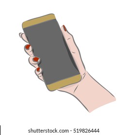 vector illustration icon sketch by hand and abstract device, isolation on a white background