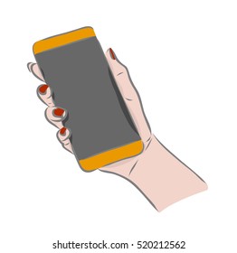 vector illustration icon sketch by hand and abstract device, isolation on a white background