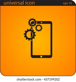 vector illustration icon Smartphone with gears