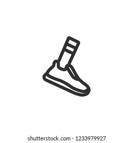 Vector illustration icon of socks and sport running shoes (sneakers). Black outline. White background