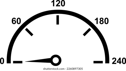 ilustración vectorial del icono de un velocímetro con velocidades de 0 km a 240 km