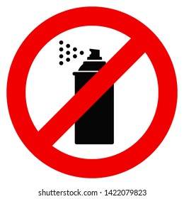 Vector illustration icon of spray can painting prohibition sign. No spray can allowed sign isolated on white background