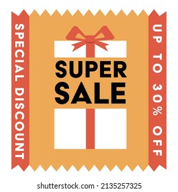 Vector illustration icon sticker of discount sale. super sale 30% off