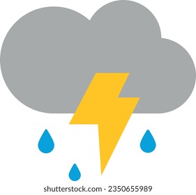 Icono vectorial de una nube de tormenta con rayo. Día lluvioso.