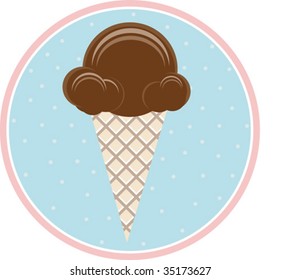 a vector illustration or icon of a stylized chocolate ice cream cone