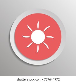 Vector illustration icon of the sun. Vector illustration on a sticker with shadow design