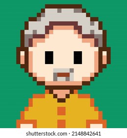 Vector illustration, icon, symbol, website, style, pixel art people on green background.
