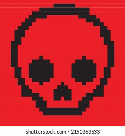 Vector illustration, icon, symbol, website, style, pixel art, skull