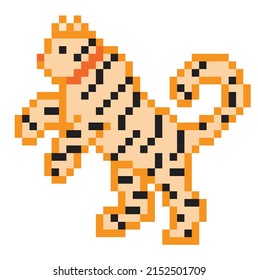 Vektorgrafik, Symbol, Symbol, Website, Stil, Pixelkunsttiger auf weißem Hintergrund.