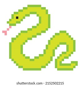 Vector illustration, icon, symbol, website, style, pixel art snake on white background.