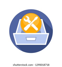 Vector illustration icon with a system setting concept for storage media