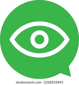 Vector illustration of icon of a text bubble with an eye. Vision and comment.