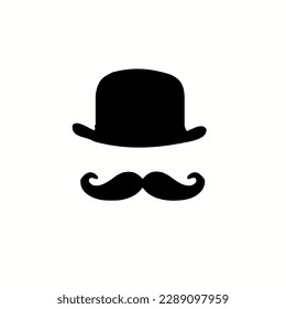 Vector illustration icon: top hat style man, isolated on white background