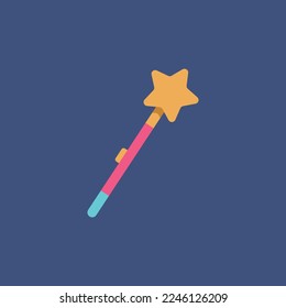 Ilustración vectorial de la varita mágica del juguete con estrella para niños.