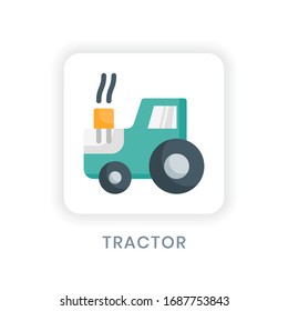 Vektorillustration-Symbol, Traktor einzeln auf weißem Hintergrund mit flachem Symboldesign